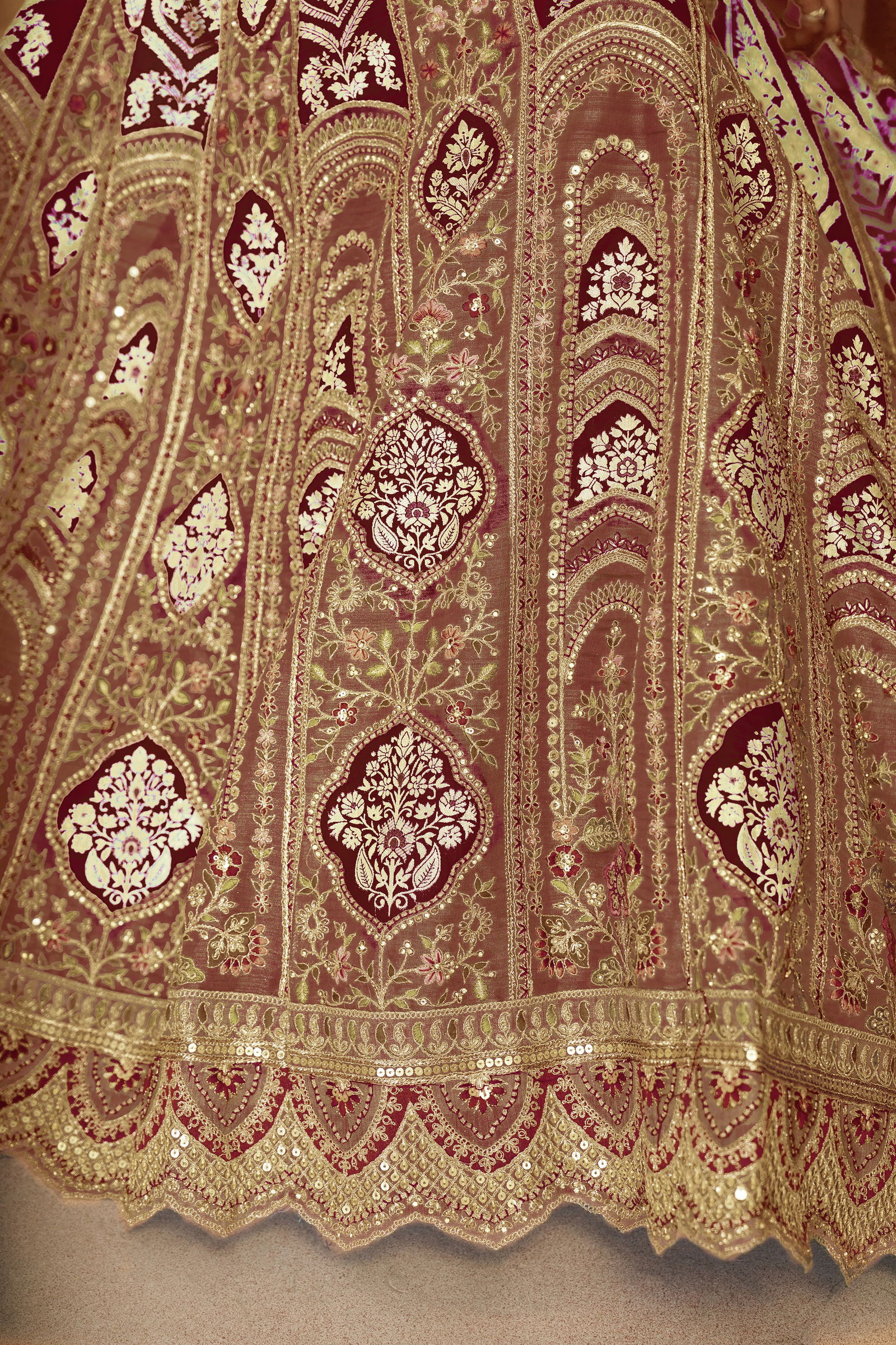 Kf 31 Coffee Banarasi Silk Embroidered Lahenga For Wedding Wholesale Suppliers In Mumbai